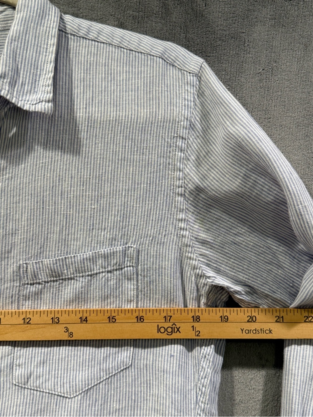 J Crew Shirt Mens Small Blue White Irish Linen Baird Mcnutt Slim Button Up - Picture 3 of 6